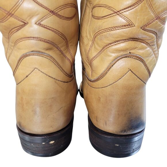 Hondo Men's Yellow Cowboy Boots‎ Size 9.5D Westen Resoled With Rubber Soles - Picture 15 of 16